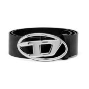 Zwarte Leren Riem B-1Dr W Diesel , Black , Unisex