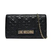 Gewatteerde Pu Handtas met Gouden Details Love Moschino , Black , Dame...