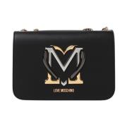 Chique Zwarte Schoudertas met Logo Love Moschino , Black , Dames