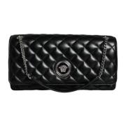 Gewatteerde leren crossbody schoudertas Versace , Black , Dames