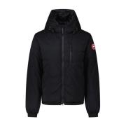 Donsjack met logo-patch en capuchon Canada Goose , Black , Heren