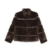 Bruine Faux-Fur Panel Jas Twinset , Brown , Dames