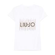 T-shirt met strass en ronde hals Liu Jo , White , Dames