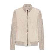 Suede Zip Jacket Dove Grey Barba , Beige , Heren