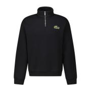 Oversized Katoenen Sweatshirt met Rits Kraag Lacoste , Black , Heren