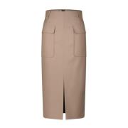 Midi Rok met Zakken en Splitten Windsor , Brown , Dames