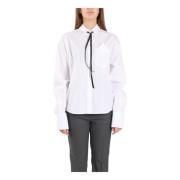 Katoenen popeline overhemd met wijde mouwen Sportmax , White , Dames