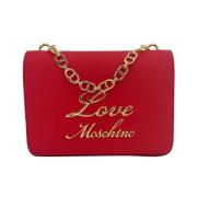 Rode handtas met kettinghandvat Love Moschino , Red , Dames