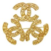 Pre-owned Metal brooches Chanel Vintage , Yellow , Dames