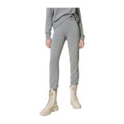 Grijze wollen blend joggerbroek Twinset , Gray , Dames