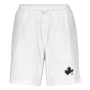 Logo Print Katoenen Sweatshorts Dsquared2 , White , Heren