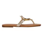 Metallic Leren Teenslippers Ronde Neus See by Chloé , Yellow , Dames