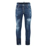 Versleten 5-Pocket Jeans met Metalen Details Dsquared2 , Blue , Heren