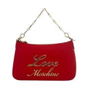 Rode handtas met kettinghandvat Love Moschino , Red , Dames