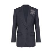 Donkergrijze Wolmix Bloemenjasje Brunello Cucinelli , Gray , Dames