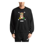 Sweatshirt met teddyprint en logozak Barrow , Black , Heren