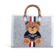 Grijze Tote-tas met Teddy Rue Madame , Gray , Dames