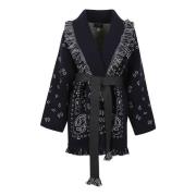 Jacquard Cardigan in Midnight Blue Alanui , Blue , Dames