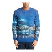 Nacht Koning Abstracte Sweater met Logo MC2 Saint Barth , Blue , Heren