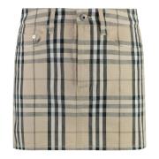 Mini-rok met motief en metalen details Burberry , Beige , Dames