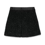 Zwarte Tweed Rok met Pailletten Emporio Armani , Black , Dames