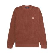 Bruine Trui Honingraat Textuur Laagjesstuk Fred Perry , Brown , Heren