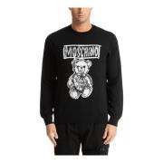 Abstract Teddy Bear Sweater met Logo Moschino , Black , Heren