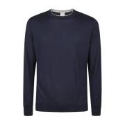 Sea Island Katoen Ronde Hals Tipping Sweater Eleventy , Blue , Heren