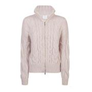 Hoge Hals Bomber Trui Wol Mohair Zijde Eleventy , Pink , Dames