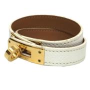 Pre-owned Leather bracelets Hermès Vintage , White , Dames