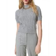 Grijze Katoen Kasjmier Trui Twinset , Gray , Dames