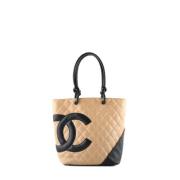 Pre-owned Leather chanel-bags Chanel Vintage , Beige , Dames