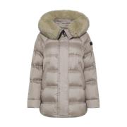 Chique Bont Capuchon Beige Gewatteerde Jas Peuterey , Beige , Dames