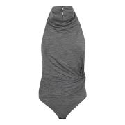 Grijze Melange Coltrui Open Rug Bodysuit Andamane , Gray , Dames