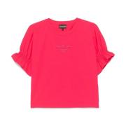 Framboosroze Jersey T-shirt met Logo Emporio Armani , Pink , Dames