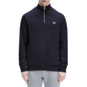 Blauwe Half Zip Sweater Katoen Regular Fred Perry , Blue , Heren