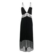 4G Motif Semi Sheer Maxi Jurk Givenchy , Black , Dames