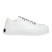 Gestreepte Sneakers met Vetersluiting Moschino , White , Heren