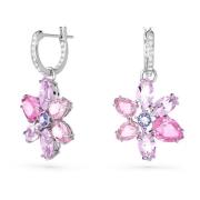 Paarse Steen Mini Hoop Oorbellen Swarovski , Pink , Dames