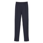 Blauwe Wol Elastische Taille Broek Ermenegildo Zegna , Blue , Heren