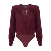 Georgette Lange Mouw Gekruiste Blouse Elisabetta Franchi , Red , Dames