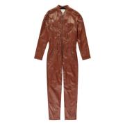 Stijlvolle leren jumpsuit met zakken Ferrari , Brown , Dames