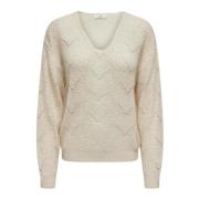 Witte V-hals Gebreide Kleding Herfst/Winter Jacqueline de Yong , White...