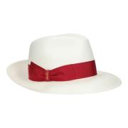 Moderne Panama Hoed met Brede Rand Borsalino , White , Dames