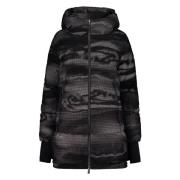 Gewatteerde jas met capuchon en ritszakken Herno , Black , Dames