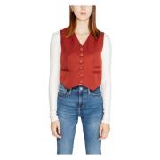 Rode Mouwloze Knoop Gilet Herfst/Winter Vero Moda , Red , Dames