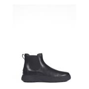 Zwarte Leren Platte Schoenen Tod's , Black , Heren