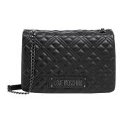 Schoudertas met Logo en Magneetsluiting Love Moschino , Black , Dames