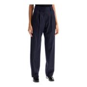 Hoge Taille Pinstripe Wollen Broek Blazé Milano , Blue , Dames