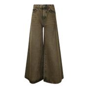 Hoge Taille Wijde Jeans Amish , Brown , Dames